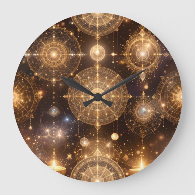 Reloj de pared de patrón ornato de oro celestial (Anverso)