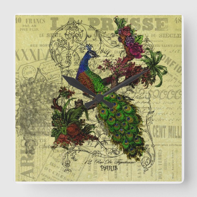 Reloj de pared de pavo real (Anverso)