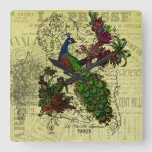 Reloj de pared de pavo real