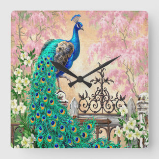 Reloj de pared de pavo real