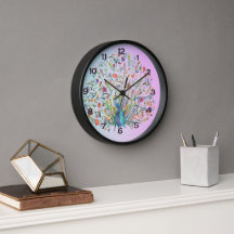 Reloj de pared de pavo real