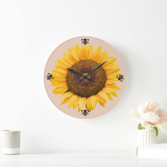 Reloj de pared de peaquín con burbujas de girasol (Hogar)