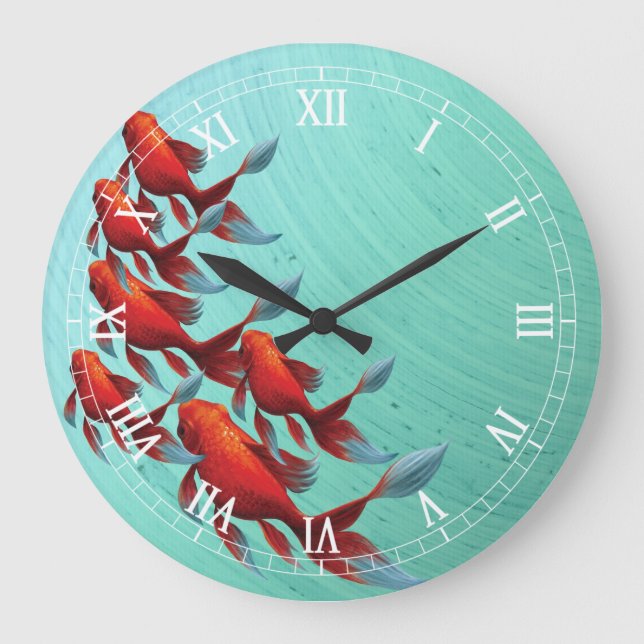 Reloj de pared de peces de Koi (Anverso)