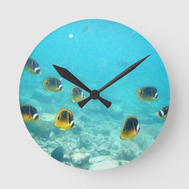 Reloj de pared de peces tropical hawaiano (Anverso)