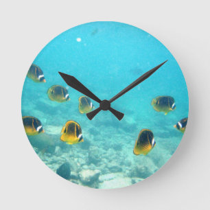 Reloj de pared de peces tropical hawaiano
