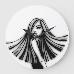 Reloj de pared de pelo largo de la belleza