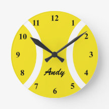 Reloj de pared de pelota de tenis amarillo persona