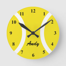 Reloj de pared de pelota de tenis amarillo persona