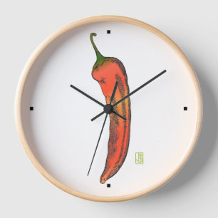 Reloj de pared de pepino de Chile rojo