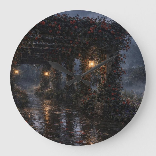 Reloj de pared de pérgola de rosa (Anverso)