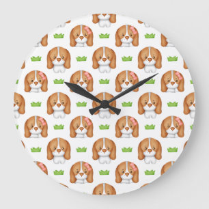 Reloj de pared de perro Beagle en acuarela linda