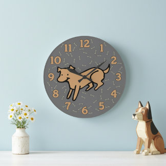 Reloj de pared de perro lindo con números grandes 