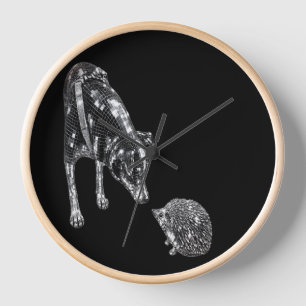 Reloj de pared de perro y erizo   Amante de los an