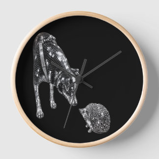 Reloj de pared de perro y erizo | Amante de los an