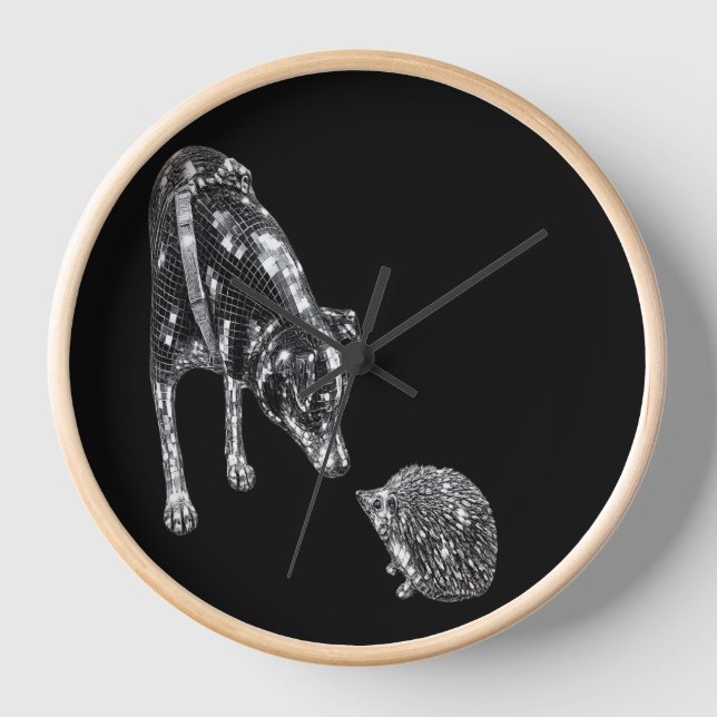 Reloj de pared de perro y erizo | Amante de los an (Anverso)