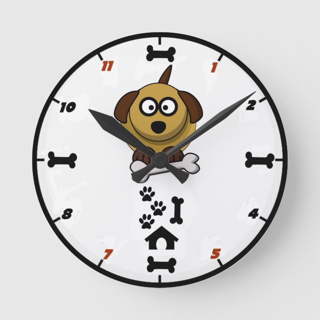 Reloj De Pared De Perro Y Hueso (Anverso)