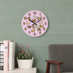 Reloj de pared de perros de dibujos animados alegr