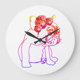 Reloj de pared de perros dulces de porcino de bull