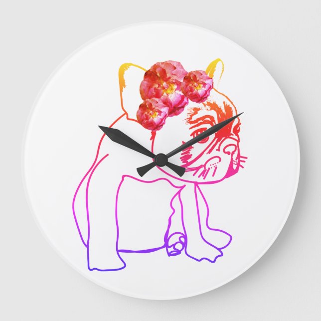 Reloj de pared de perros dulces de porcino de bull (Anverso)