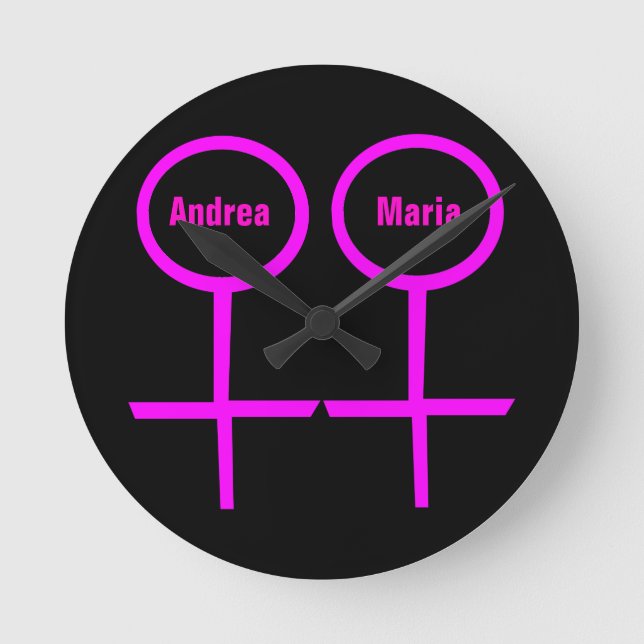Reloj de pared de Personalizable para lesbianas (Anverso)