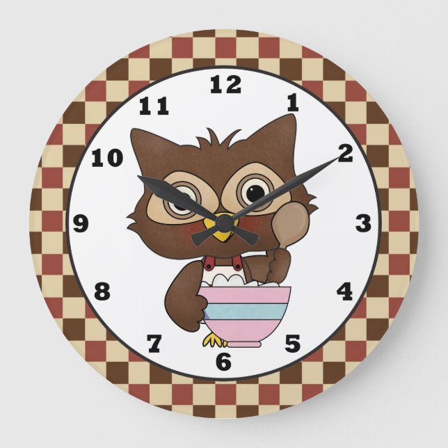 Reloj de pared de personalizado Baking Owl Kitchen (Anverso)