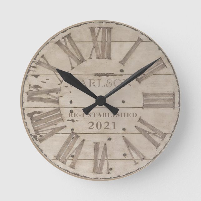 Reloj de pared de personalizado de madera rústica  (Anverso)