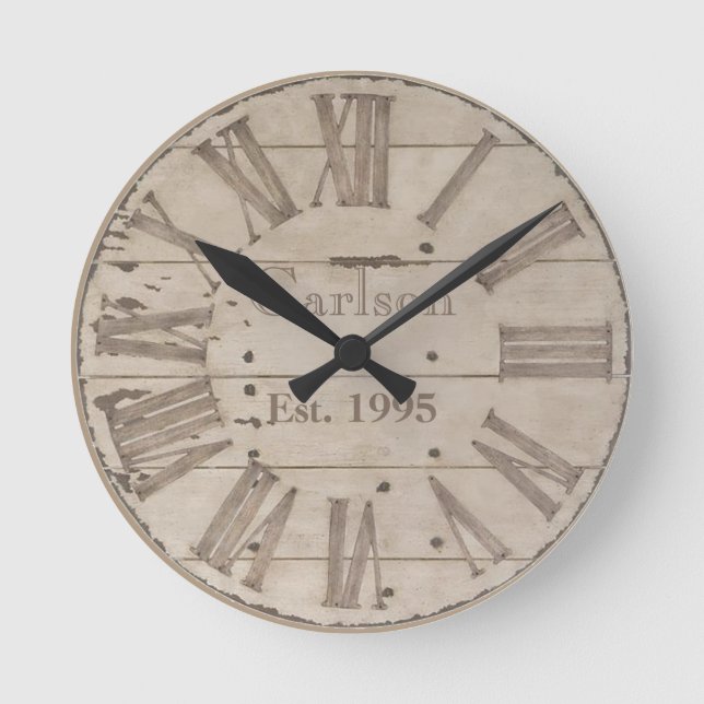 Reloj de pared de personalizado de madera rústica  (Anverso)