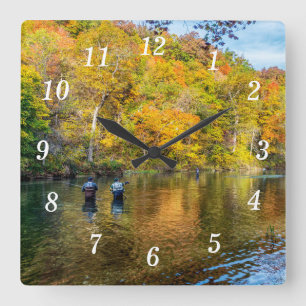 Reloj de pared de pesca de otoño en Bennett Spring