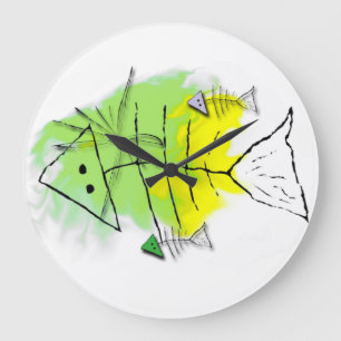 Reloj de pared de pez primitivo