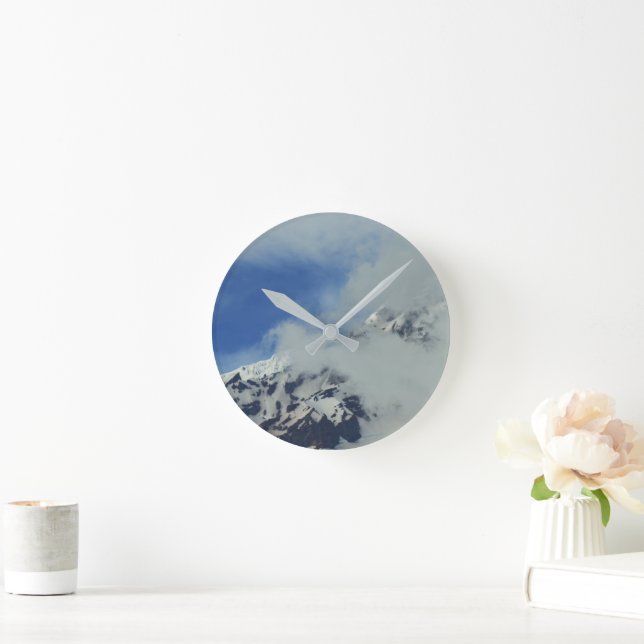 Reloj de pared de pico de montaña nevado (Hogar)
