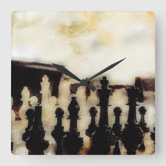 Reloj de pared de piezas de ajedrez (Anverso)
