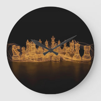 Reloj de pared de piezas de ajedrez iluminado
