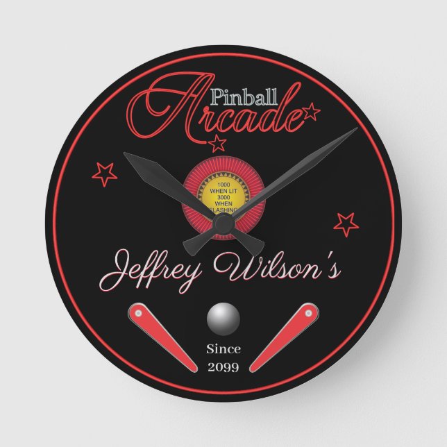 Reloj de pared de pinball de familia y persona per (Anverso)