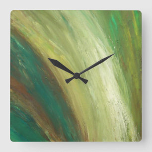 Reloj de pared de pintura acrílica de cascada