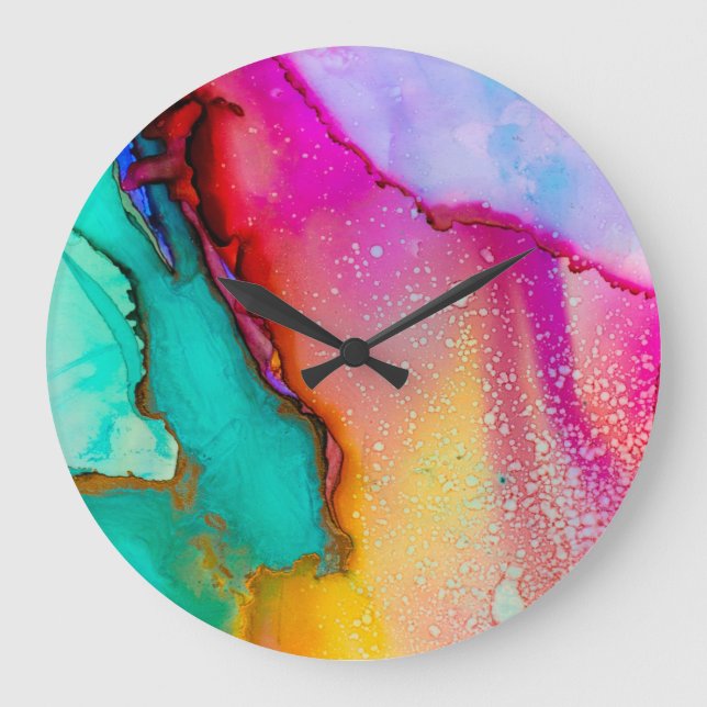 Reloj de pared de pintura de color de agua (Anverso)