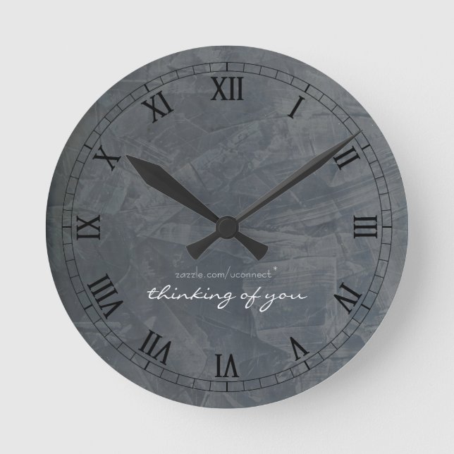 Reloj de pared de pizarra Pensando en ti con númer (Anverso)