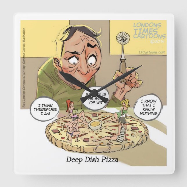 Reloj de pared de pizza de filosofía divertida (Anverso)