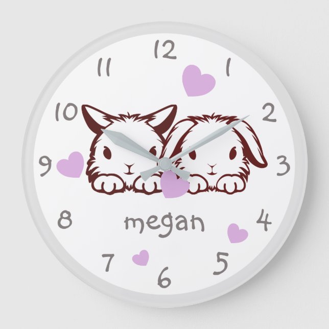 Reloj de pared de plántula morada de conejo person (Anverso)