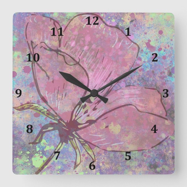 Reloj de pared de plaqueta floral (Anverso)