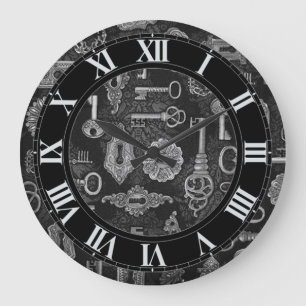 Reloj de pared de plata de las llaves y de los