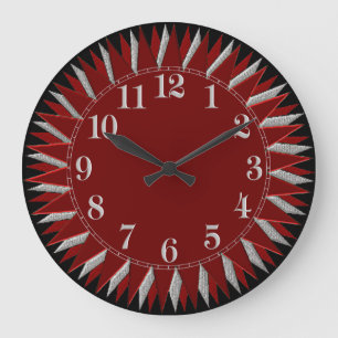 Reloj de pared de plata negro rojo de Sun