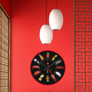 reloj de pared de plato de sushi