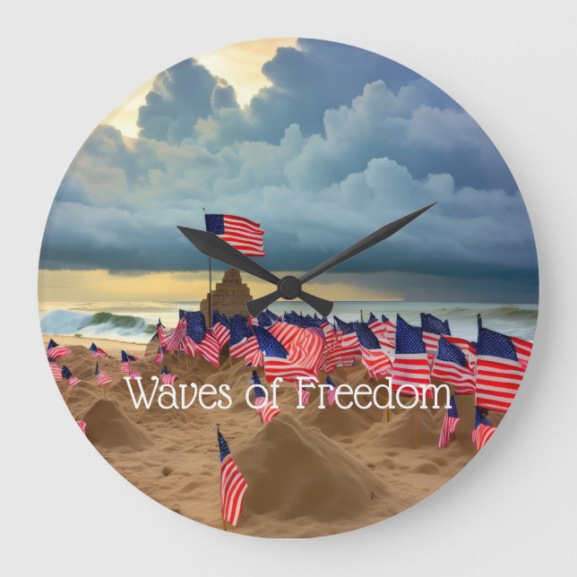 Reloj de pared de playa de la bandera americana -  (Anverso)