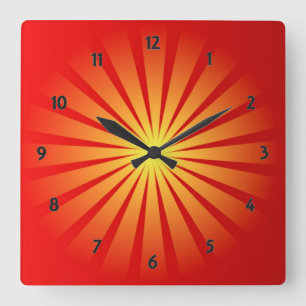 Reloj de pared de plaza de rayos de sol