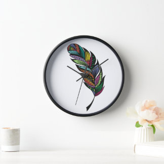Reloj de pared de pluma tribal