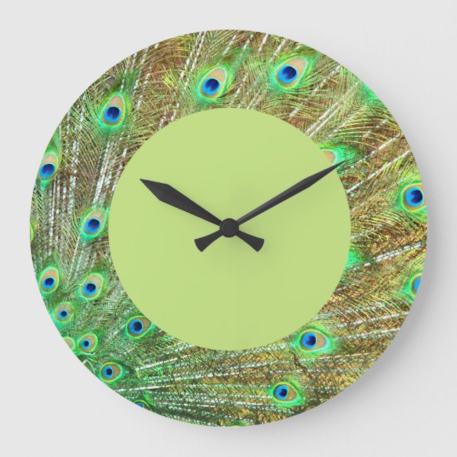Reloj de pared de plumas de pavo real (Anverso)