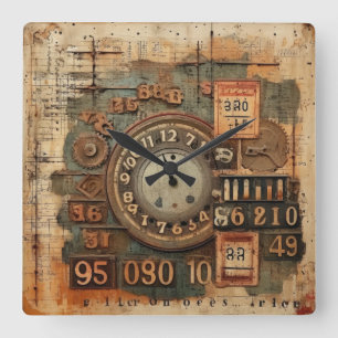 Reloj de pared de poda industrial de vintage