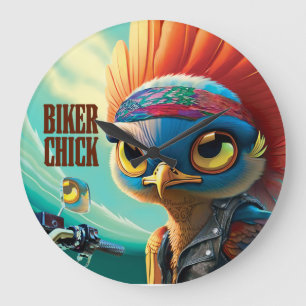 Reloj de pared de pollo para motociclistas