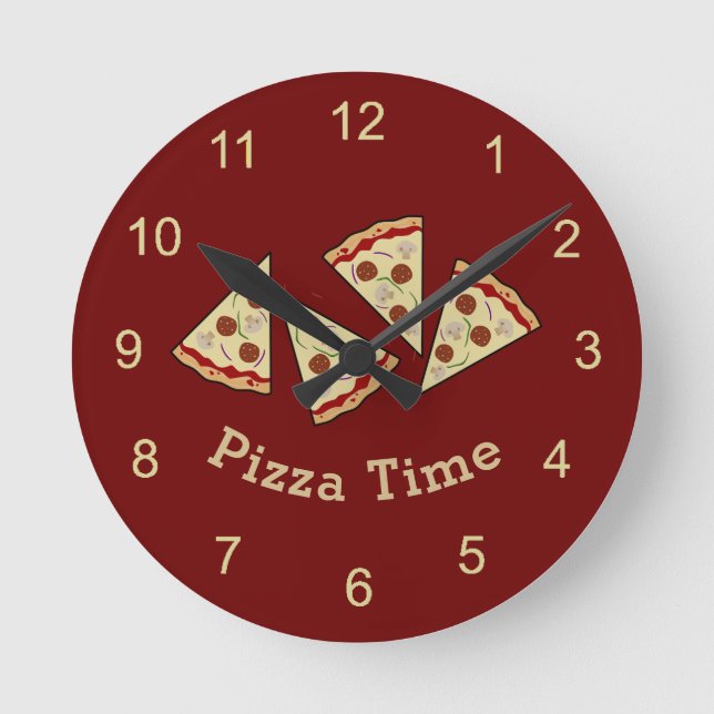 Reloj de pared de porciones de pizza (Anverso)