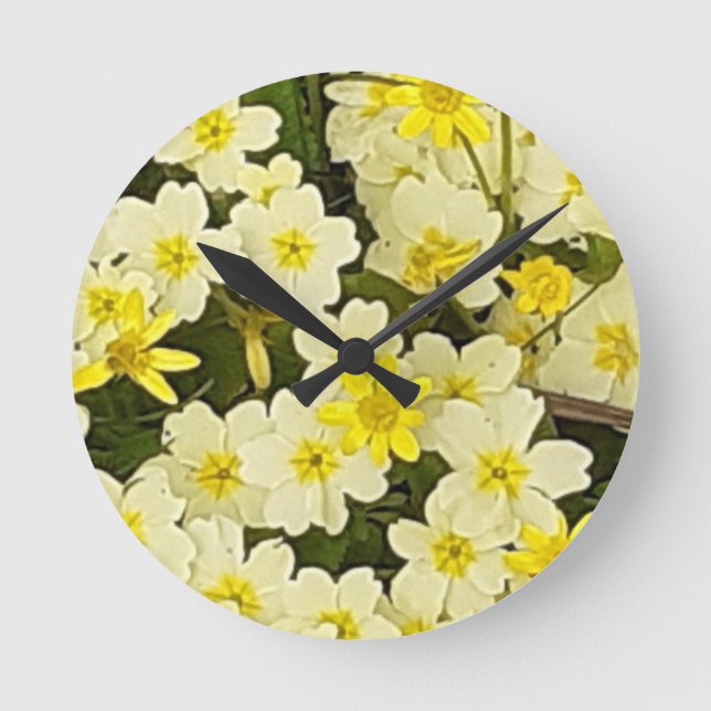 Reloj de pared de prímulas de primavera (Anverso)